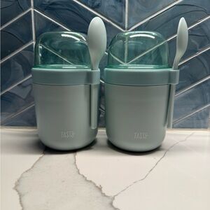 Mint Green Travel Snack Set with Spoons